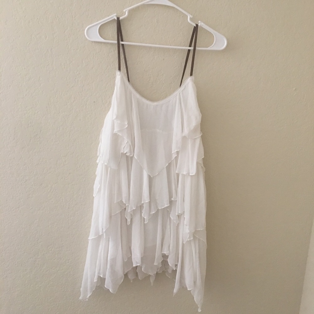 Layered Mesh Tunic with Brown Straps